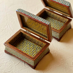 ペルシャの象嵌細工（寄木細工）小箱　長方形 M（14ｃｍ）【ハータムカーリー189】 9枚目の画像