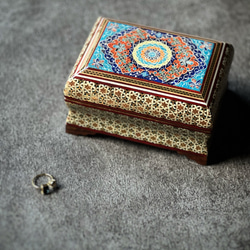ペルシャの象嵌細工（寄木細工）小箱　長方形 M（14ｃｍ）【ハータムカーリー189】 13枚目の画像