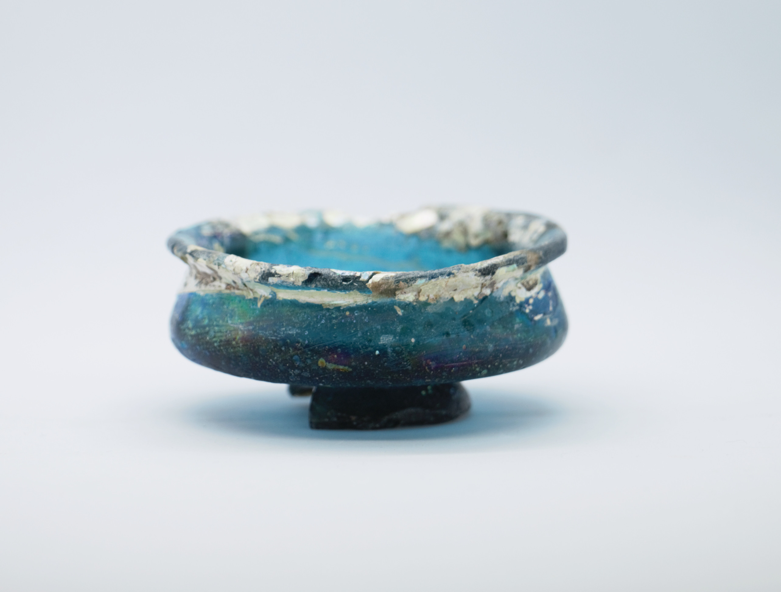 古代ガラス　ローマン銀化グラス　壺　瓶　アフガニスタン出土　紀元3～4世紀頃 73.8g