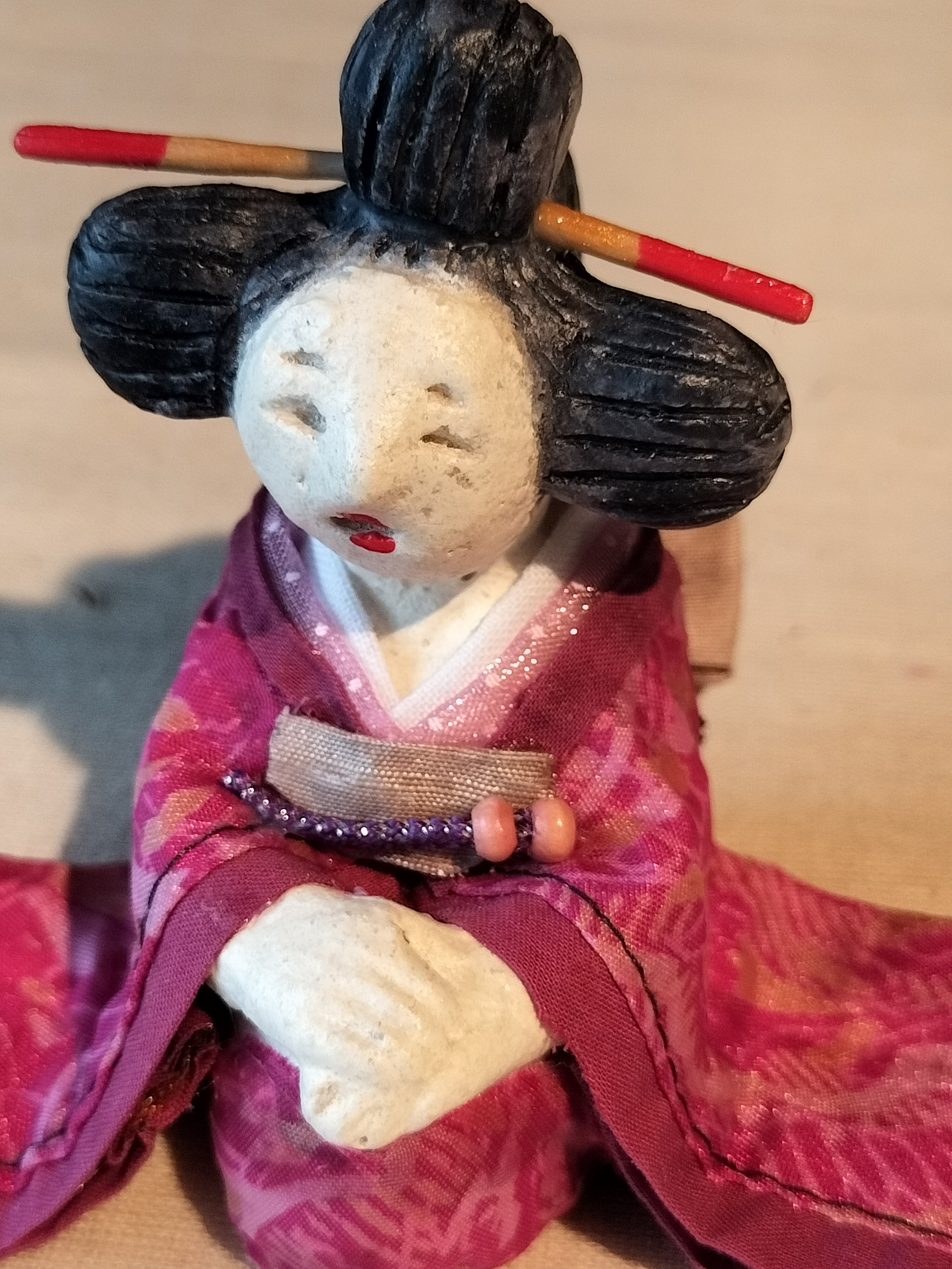 和着物　土人形　牡丹