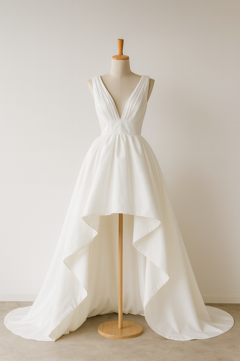 送料無料！ウエディングドレス フィッシュテール  ノースリーブ Vネックドレス 結婚式/披露宴 オフホワイト