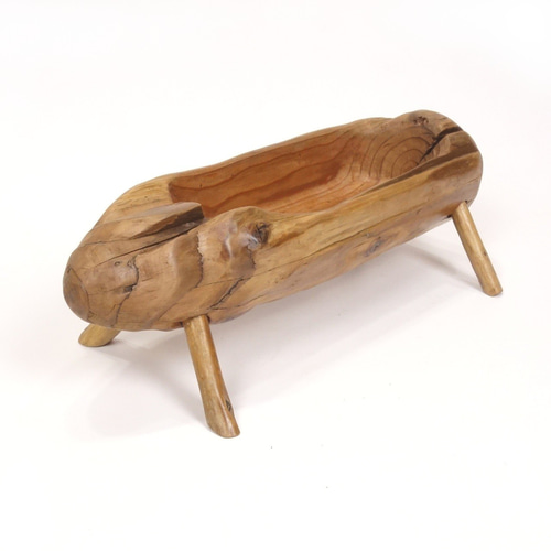 温泉流木】ロケット型流木丸太の足つきプランタースタンド 小物入れ