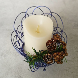 クリスマスを彩る✨ワイヤーのキャンドルホルダー（LEDキャンドル・フラワー付）ワイヤークラフト 2枚目の画像