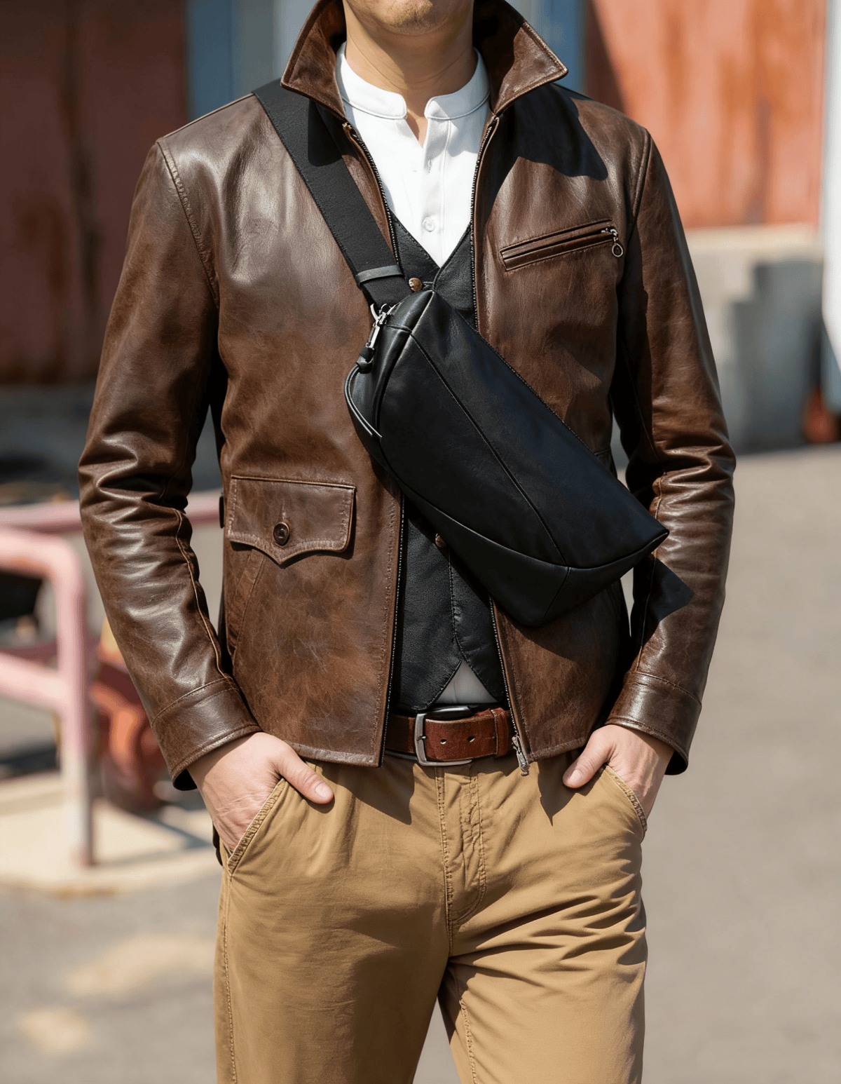 季節の新作！シンプルな非対称デザイン｜植鞣牛革ショルダーバッグ・牛革ハンドバッグ｜軽量で通勤・外出向き