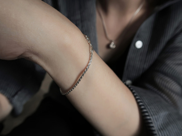 925純銀 月亮 礦石 斜紋鍊 客製化刻字 手鍊 免費送禮包裝 第18張的照片