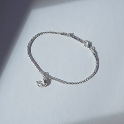 925純銀 月亮 礦石 斜紋鍊 客製化刻字 手鍊 免費送禮包裝 第2張的照片