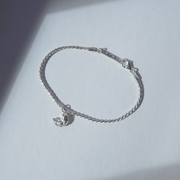 925純銀 月亮 礦石 斜紋鍊 客製化刻字 手鍊 免費送禮包裝 第2張的照片