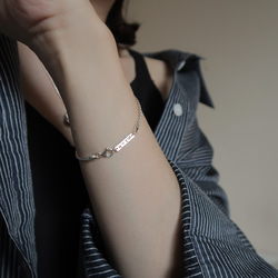 925純銀 月亮 礦石 斜紋鍊 客製化刻字 手鍊 免費送禮包裝 第17張的照片