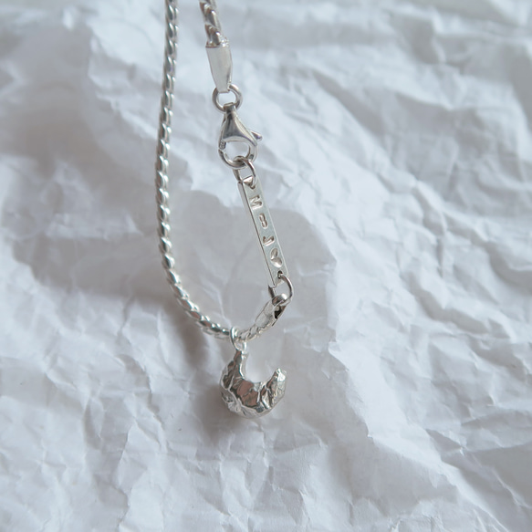 925純銀 月亮 礦石 斜紋鍊 客製化刻字 手鍊 免費送禮包裝 第7張的照片