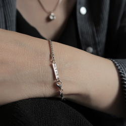 925純銀 月亮 礦石 斜紋鍊 客製化刻字 手鍊 免費送禮包裝 第16張的照片