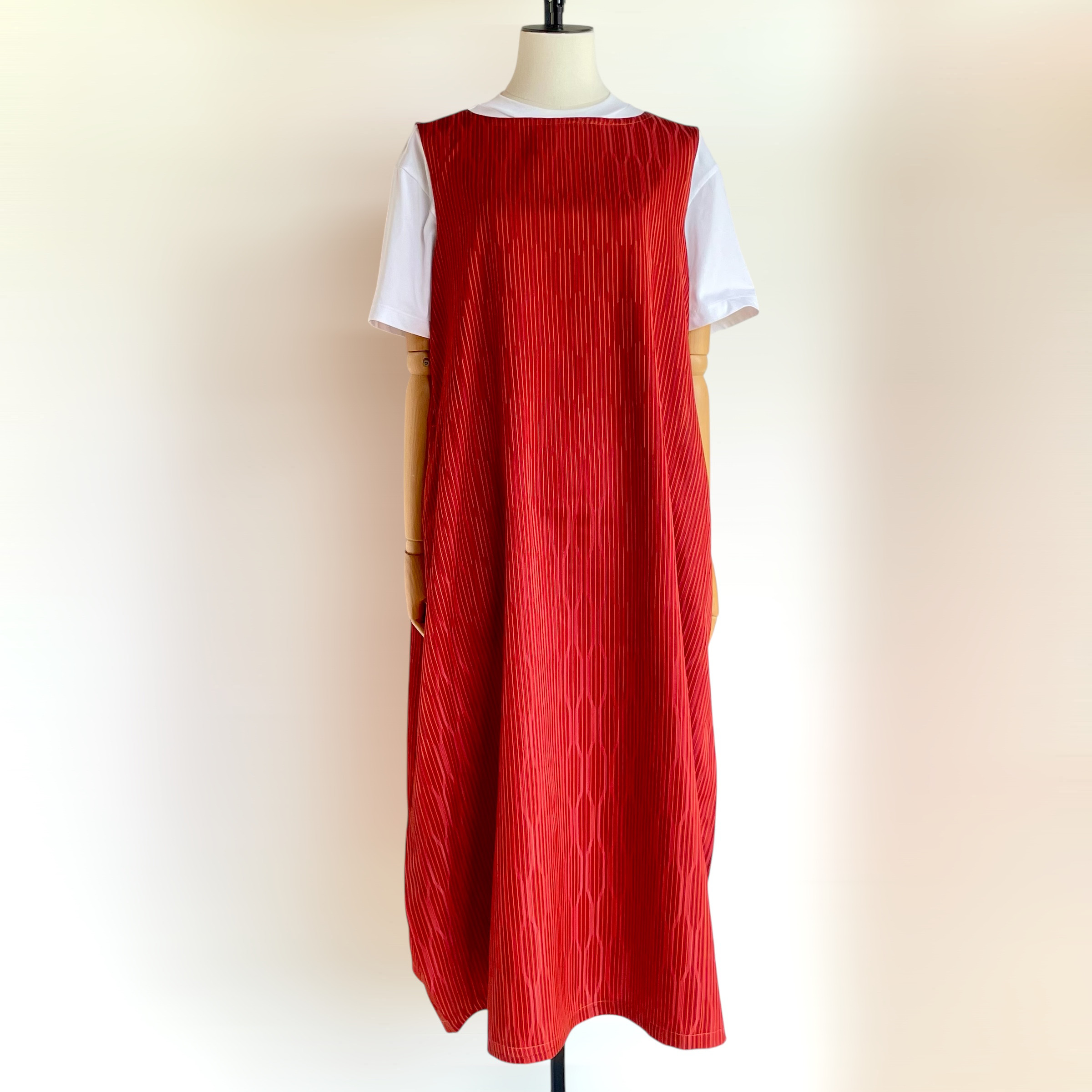 コクーン　ノースリーブワンピース【送料込み】着物リメイク　オレンジ