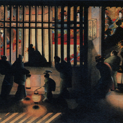 葛飾応為 ドライ ロング Tシャツ 吉原格子先之図 名画 絵画 グッズ 美術 アート 長袖 2枚目の画像