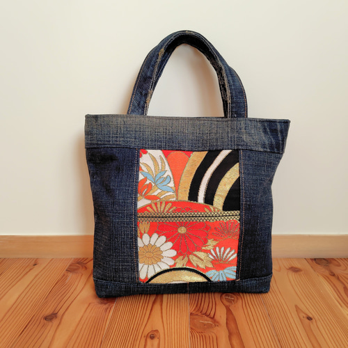 D-007 アフリカ布＆リメイクデニムのトートバッグ D-007 アフリカ布＆リメイクデニムのトートバッグ