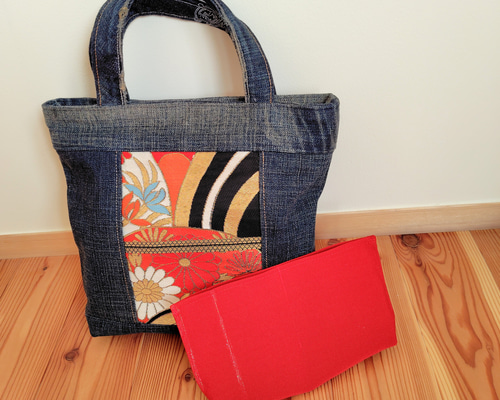 855 とんみ　花柄デニムリメイクバック　ハンドメイド 2点 855 とんみ 花柄デニムリメイクバック ハンドメイド 2点 855 とんみ