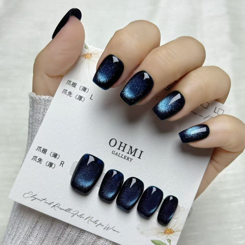 【Mn.】フルオーダーネイルチップ サイズオーダー♡ マグネット×ツイードネイルチップ ブルー size