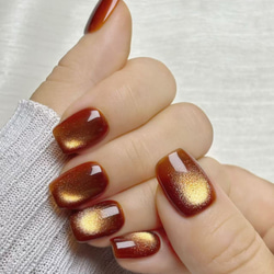 秋冬ネイル♡ワインレッド系カラーマグネットネイル（両手分） ネイル