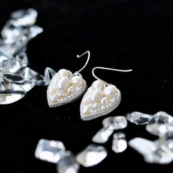 Silver925　淡水真珠ハートのピアス　シルバー 8枚目の画像