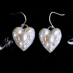 Silver925　淡水真珠ハートのピアス　シルバー 3枚目の画像