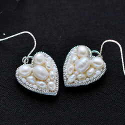 Silver925　淡水真珠ハートのピアス　シルバー 6枚目の画像