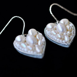 Silver925　淡水真珠ハートのピアス　シルバー 5枚目の画像