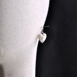Silver925　淡水真珠ハートのピアス　シルバー 9枚目の画像