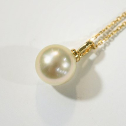 ルミナ ドライローズ オープンシリーズ 10-12mm 南洋天然ライトゴールドラウンドパールペンダント 18Kゴールドネックレス