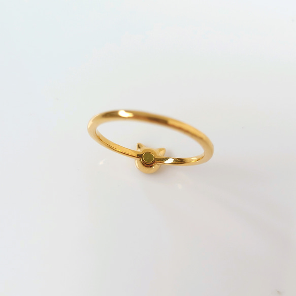 【選べる10種の天然石】ちびねこちゃんの天然石リング　ピンキーリングにも 10枚目の画像