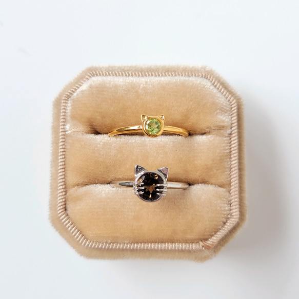 【選べる10種の天然石】ちびねこちゃんの天然石リング　ピンキーリングにも 7枚目の画像