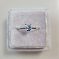 【選べる10種の天然石】ちびねこちゃんの天然石リング　ピンキーリングにも 12枚目の画像