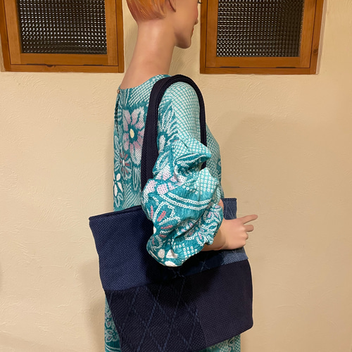 剣道着 リメイク トートバッグ パッチワーク トート ショルダー 小判底