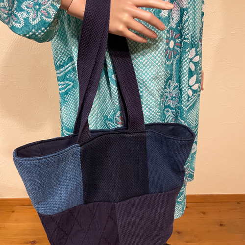 剣道着 リメイク トートバッグ パッチワーク トート ショルダー 小判底