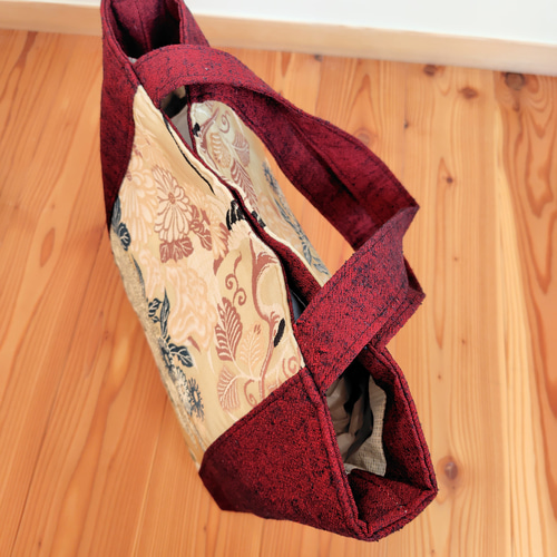 花柄帯のトートバッグ＊着物リメイク Floral Obi Tote Bag *Kimono