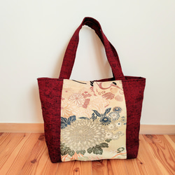 花柄帯のトートバッグ＊着物リメイク Floral Obi Tote Bag *Kimono