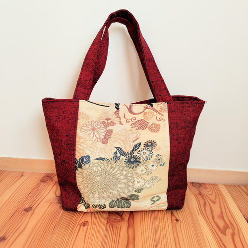 花柄帯のトートバッグ＊着物リメイク Floral Obi Tote Bag *Kimono