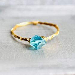 コーラル(珊瑚) ブルースポンジサンゴ ラウンド4mm/リング k14gf