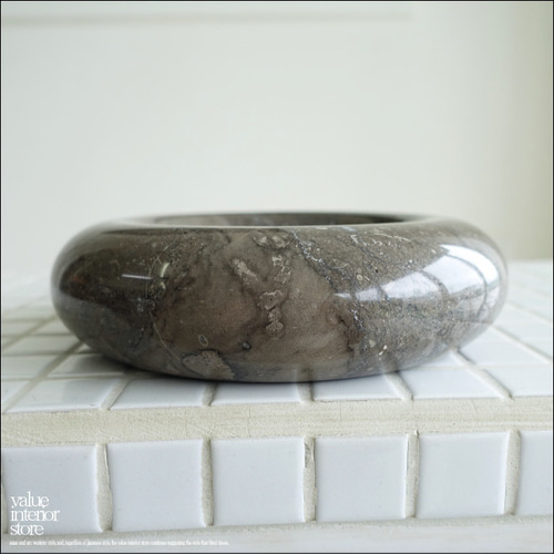 天然大理石オブジェCir/GY マーブル 置物 装飾 天然石アート 円形