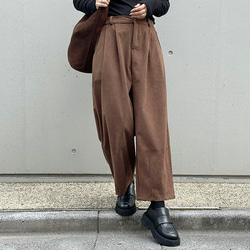 再販【2025新作】❤︎大人かわいいコーデュロイ半ゴム仕立てタックワイドパンツ（ココアブラウン）25044BR 8枚目の画像