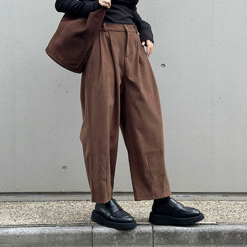 再販【2025新作】❤︎大人かわいいコーデュロイ半ゴム仕立てタック