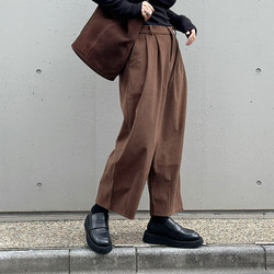 再販【2025新作】❤︎大人かわいいコーデュロイ半ゴム仕立てタックワイドパンツ（ココアブラウン）25044BR 7枚目の画像