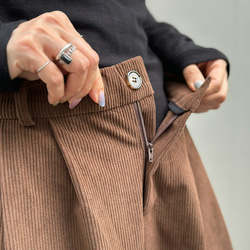 再販【2025新作】❤︎大人かわいいコーデュロイ半ゴム仕立てタックワイドパンツ（ココアブラウン）25044BR 11枚目の画像