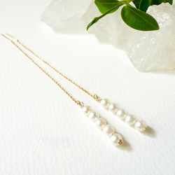 2way》14kgf rosequartz pierce ピアス（フック・チェーン