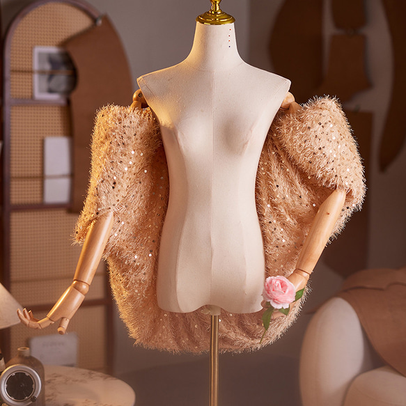 ドレスアクセサリー シャンパン色 スパンコール 高級 DIY肩飾り ドレス