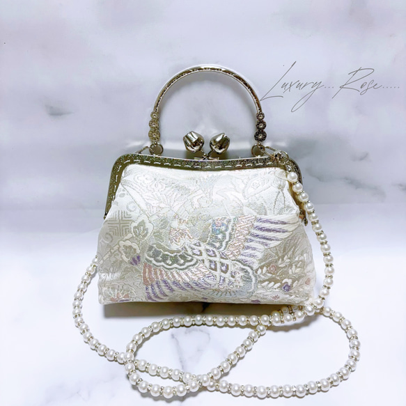 9月新作♡大迫力の1羽の鳳凰オーロラ箔加工！格の高い煌めき高級フォーマルバッグ　パーティーバッグ　帯バッグ 9枚目の画像