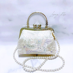 ラスト1！煌彩箔♡佐賀錦プラチナ帯ゴールド口金♡格の高い濃密刺繍の