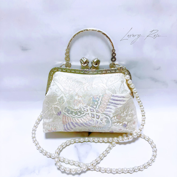 9月新作♡大迫力の1羽の鳳凰オーロラ箔加工！格の高い煌めき高級フォーマルバッグ　パーティーバッグ　帯バッグ 1枚目の画像