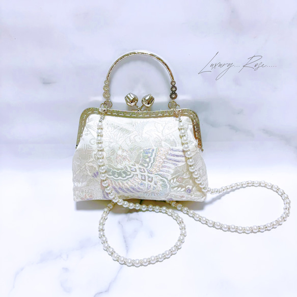 9月新作♡大迫力の1羽の鳳凰オーロラ箔加工！格の高い煌めき高級フォーマルバッグ　パーティーバッグ　帯バッグ 8枚目の画像