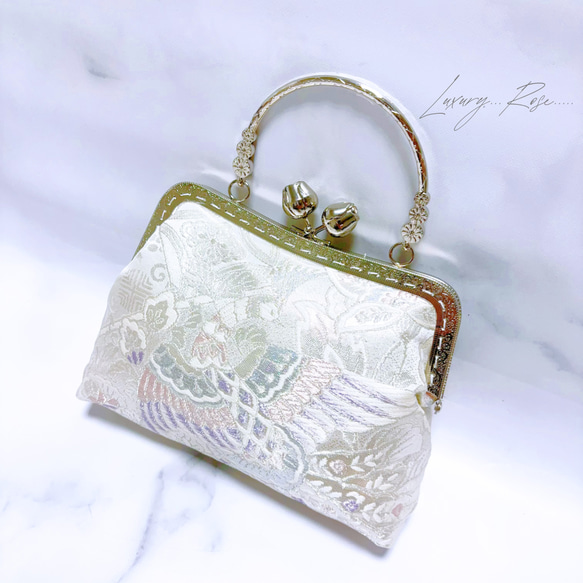 9月新作♡大迫力の1羽の鳳凰オーロラ箔加工！格の高い煌めき高級フォーマルバッグ　パーティーバッグ　帯バッグ 7枚目の画像