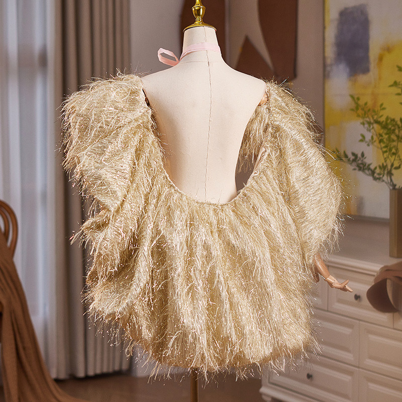 ケープ シャンパン色 高級 DIY 肩飾り ドレスアクセサリー パーティー ウェディングドレス DTY259