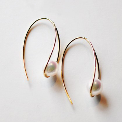 ルミナ ラージイヤリングコレクション 18Kゴールドイヤリングフック 7-7.5mm 日本製アコヤ天然真珠イヤリング エレガント