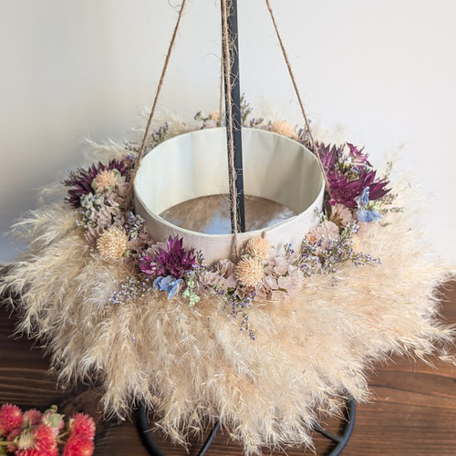 ナチュラルリース　パンパスグラス ナチュラルリース パンパスグラス ルナリアとパンパスグラスのリース